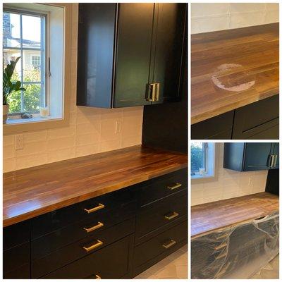 Wooden countertop refinish