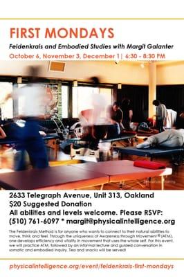 Monthly Public Feldenkrais and Embodied Studies Workshop Salon - All Are Invited ... Practice and Discussion