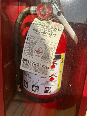 Voided fire extinguisher- had to be used anyways due to a fire on the property. Photo from July 2023.