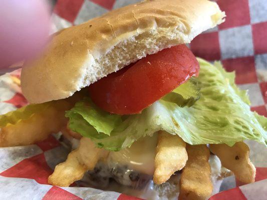 Queso fry burger