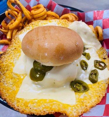 Want to add a little heat to your Larry's Cheddar Burger? 
Add some pepper jack and jalapenos! 
#YesPlease