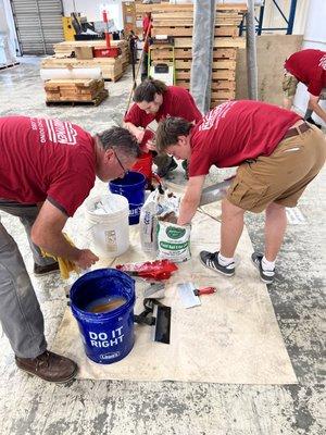 Our team during a drywall repair training.