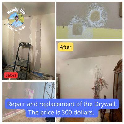 Repair and replacement of the drywall