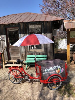 Enjoy a frozen treat or ice cream from PopPaSicles retro ice trike.