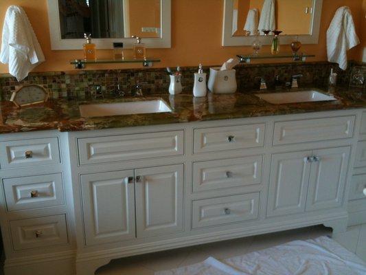 Painted master bath vanity.