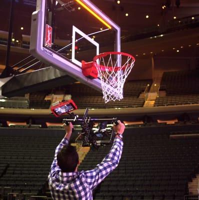 On location during a video production at the Madison Square Garden.