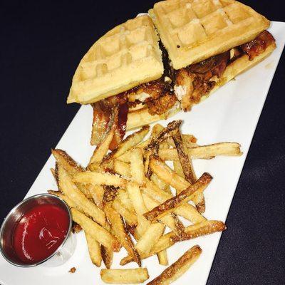 Chicken &b Waffle Sandwich