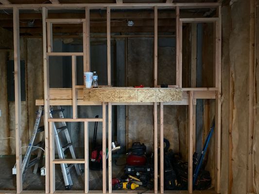 Framing of playroom in basement competition