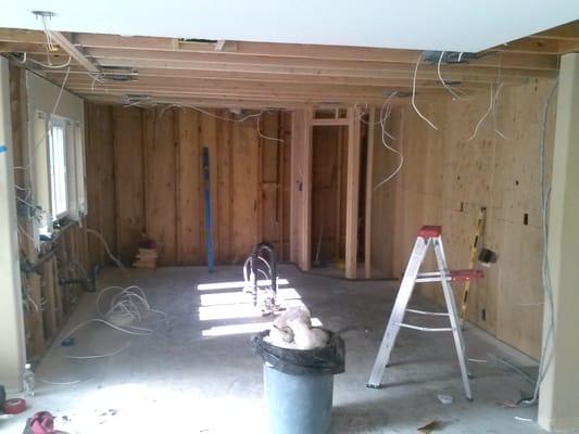 Demo and rough frame Kitchen remodel with Pantry, electrical and plumbing almost ready for inspection