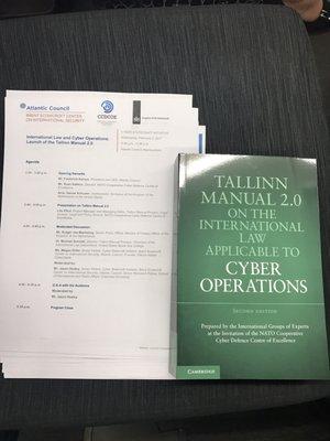 From the Tallinn Manual 2.0 event at the Atlantic Council on 8 Feb 2017.