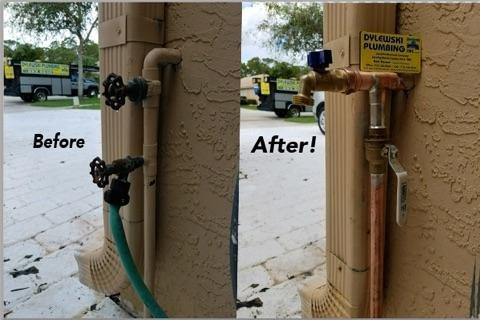 New water main with hose bib installed in Palm City, Florida