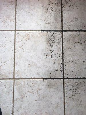 Cheryl's before and after on her tile! Turned out so beautiful!   Best tile cleaning in Redlands.