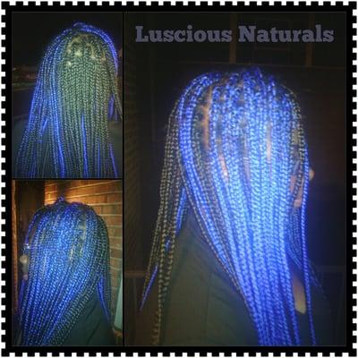 Poetic justice braids in blue and black