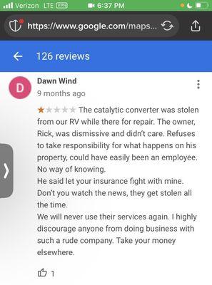 Google one star reviews