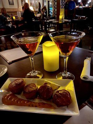 Bacon wrapped scallops and Manhattans..I definitely recommend