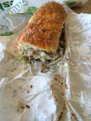 Sub or sandwich one may only wonder when the big Philly splits the bread. Lots of meat lots of yummmmm