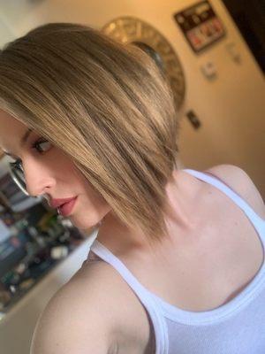 A-line, Asymmetrical, stacked Bob by Lori. Try her out!