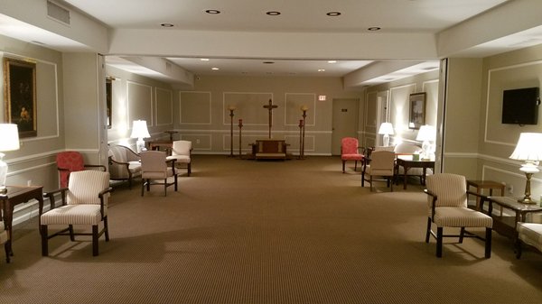 Photo of the big room for services.