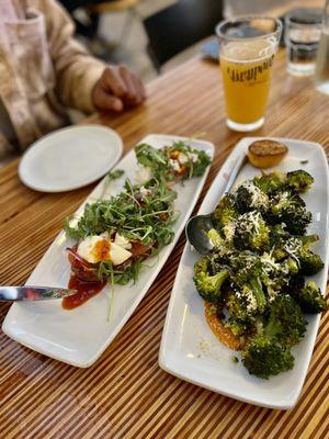 Burrata toast and broccolini