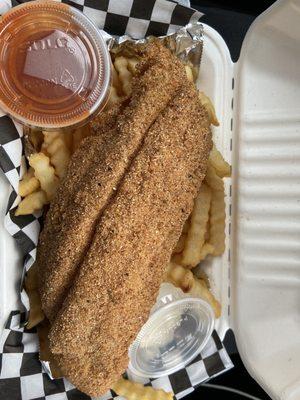 Fried fish with fries