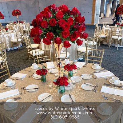 Tall floral centerpiece White Spark Events www.whitesparkevents.com