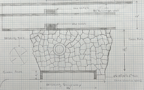 drawing to help us understand the backyard project and retaining walls