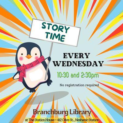 Our Story & Craft Time is every Wednesday at 10:30am & 2:30 pm.  No registration required.