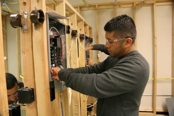 A Commercial Electrical Apprentice in the lab