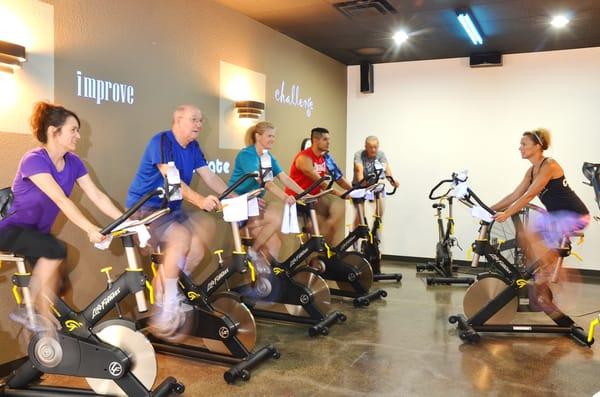 Cycling classes are available several times a week.