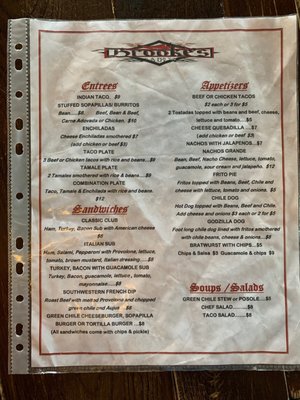 Brooke's menu