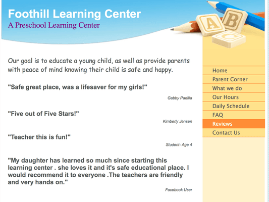 visit our webpage: www.myfoothilllearningcenter.com