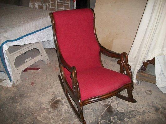 Stripped - Repaired - Refinished and Re-Upholstered this piece!