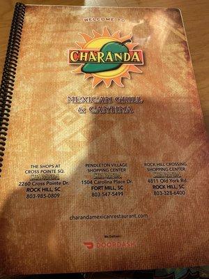 Menu cover