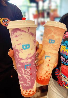 Purple Snow and Strawberry Tornado with strawberry popping