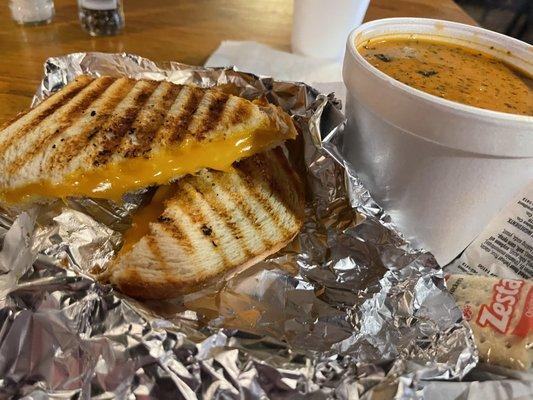 Grilled cheese and tomato soup.