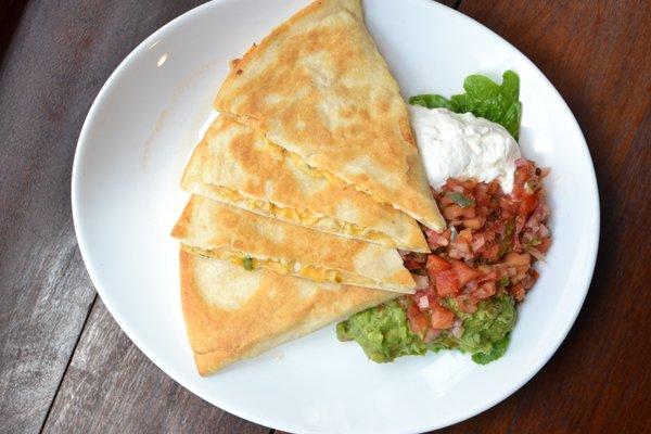 Chicken and cheddar jack cheese quesadillas.