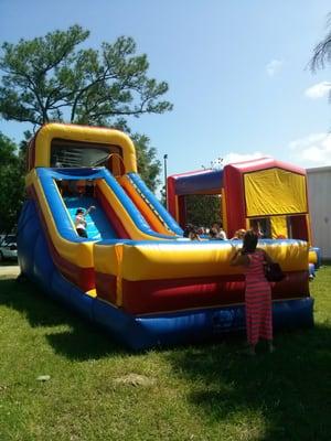 We have a full line of bounce houses, slides, water slides. Cotton candy machines, popcorn machines and snow cone makers.