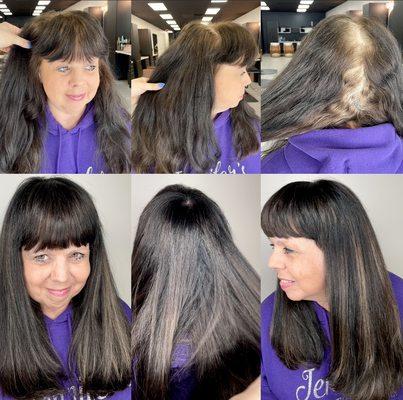 A complete makeover for a client that's only used black box dye before coming. We did a full foil, haircut and base color.