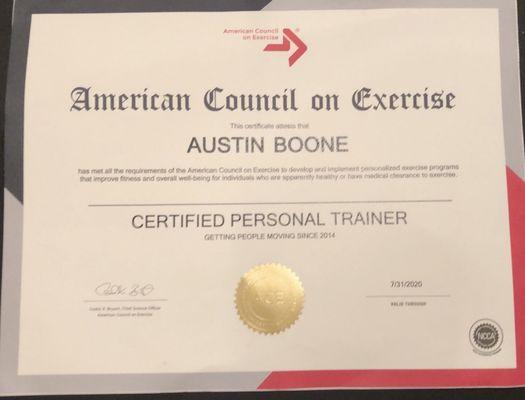 ACE CERTIFIED SINCE 2014!