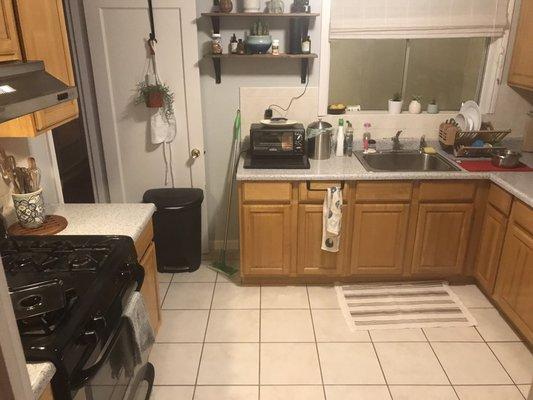 The size of the kitchen and the only room that was cleaned in 4 hours.