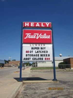 Readerboard at Healy True Value in Gobles, MI