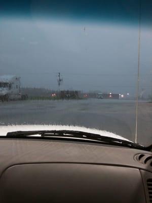 A miserable night. No trucks parking at the store tonight! It's hailing!