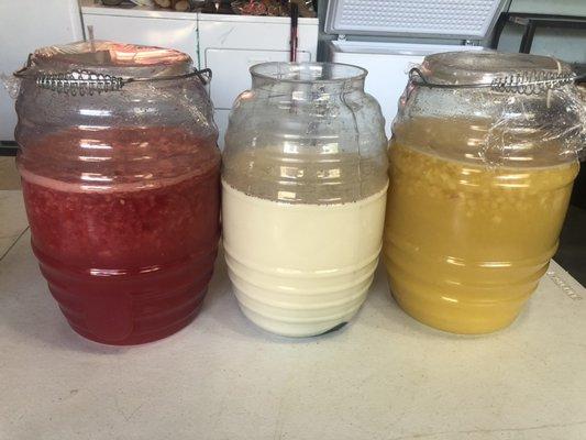 Aguas frescas 
Refresh water
 
Watermelon 
Horchata 
Pineapple
And many more flavors.