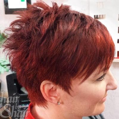 Hair by Shair, Red Short Haircut Hairstyle, Fuquay Varina, Holly Springs