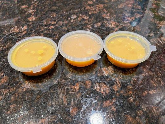 3 Shots - (2) Ginger Wellness Shot and  Metabolism Shot (middle). Ginger shots have a kick to it.