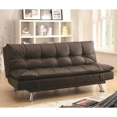 Chocolate leather futon sofa now only $399