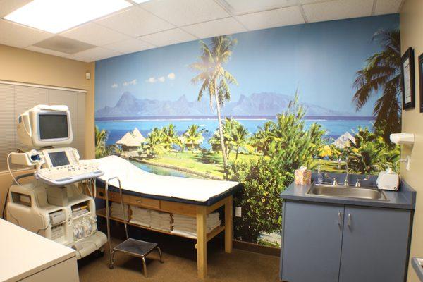 The tropical theme continues throughout our office, including here in our Ultrasound room.