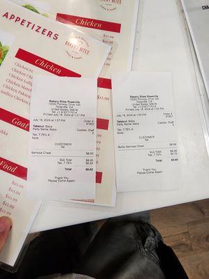 the inflated bill and the regular bill for the same item.