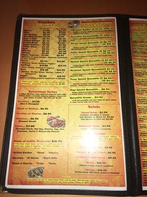 Nachos, Tortas, Tacos, Quesadillas, Salads & Taco Salads