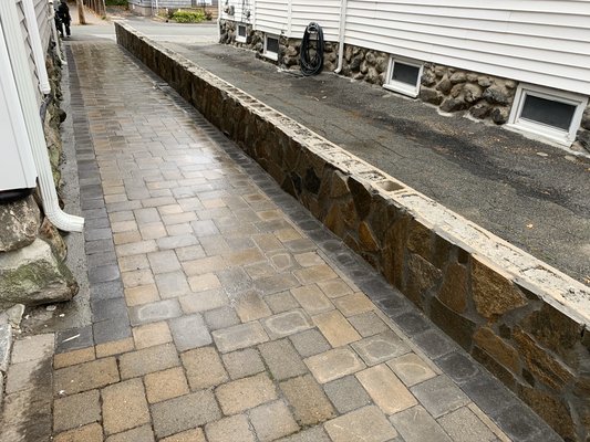 Walkway and small veneer wall